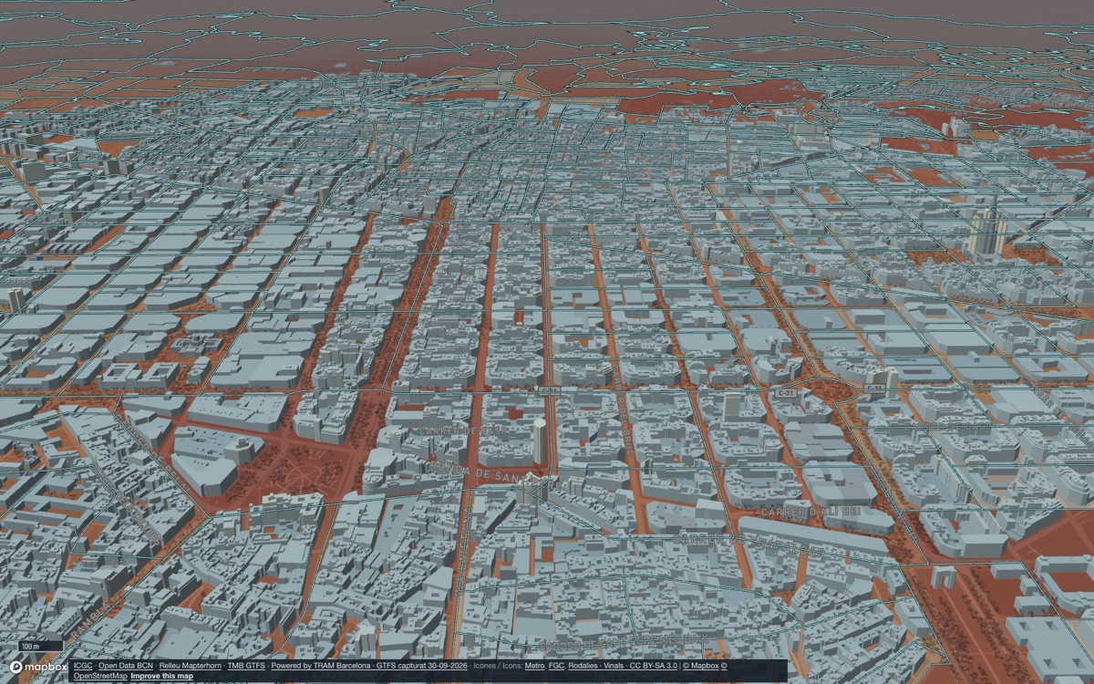Vista del tema Població al visor en 3D