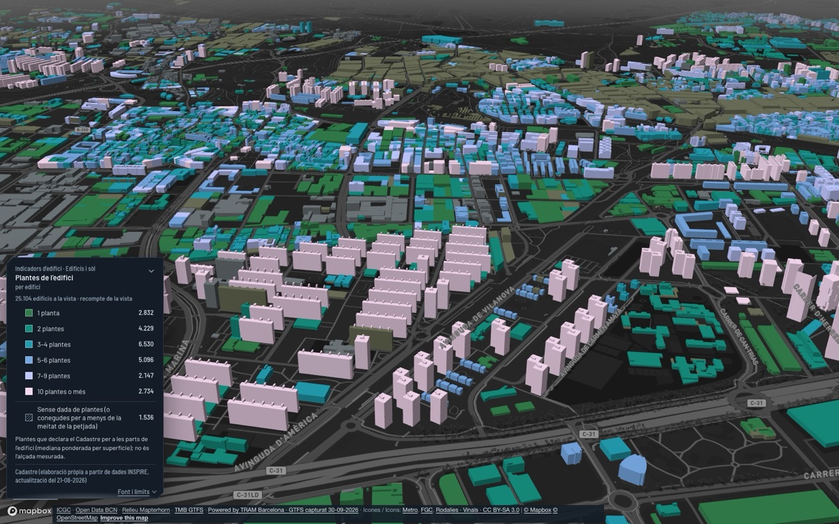 Vista del tema Edificis i sòl al visor en 3D